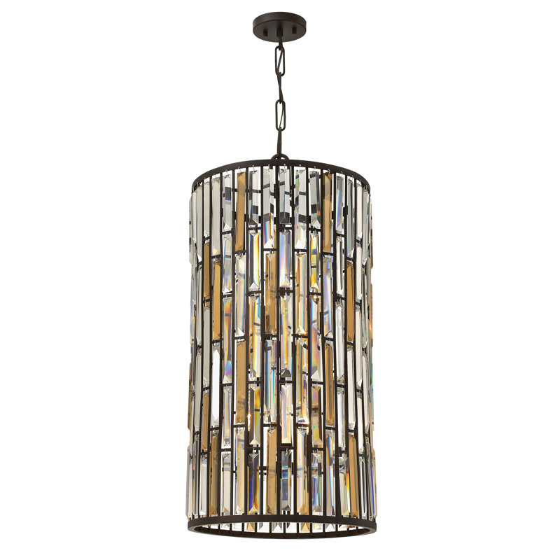 Fredrick Ramond Gemma 6 Light Shaded Drum Pendant Wayfair Fredrick Ramond Gemma 6 Light Shaded
