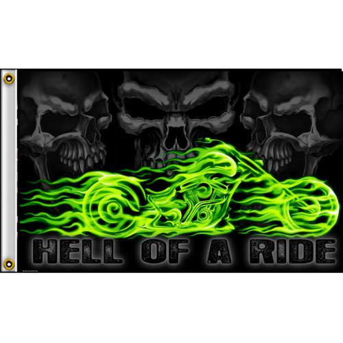 Hell of A Ride Bike Polyester 3 x 5 ft. Flag by NeoPlex