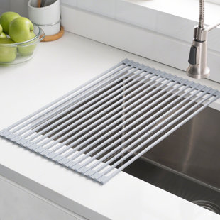 Dish Racks Drainers You Ll Love Wayfair Silicone Coated Stainless Steel Over The Sink Multipurpose Roll Up Dish Rack