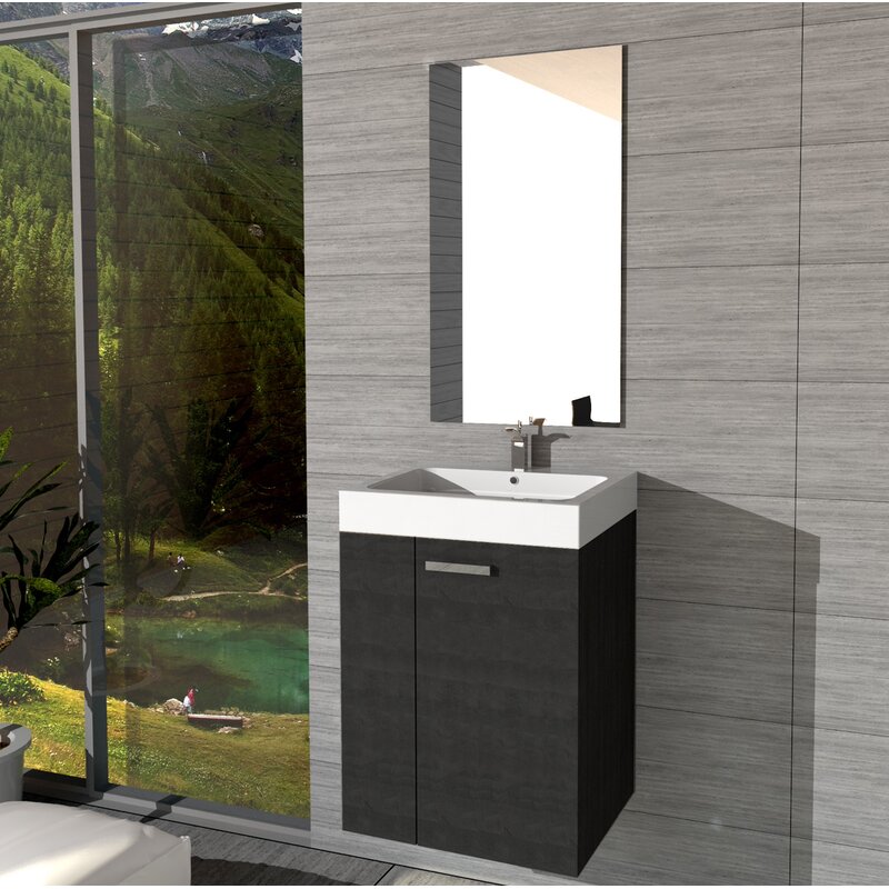 17 Stories Granogue Bathroom 450mm Wall Hung Single Vanity Unit