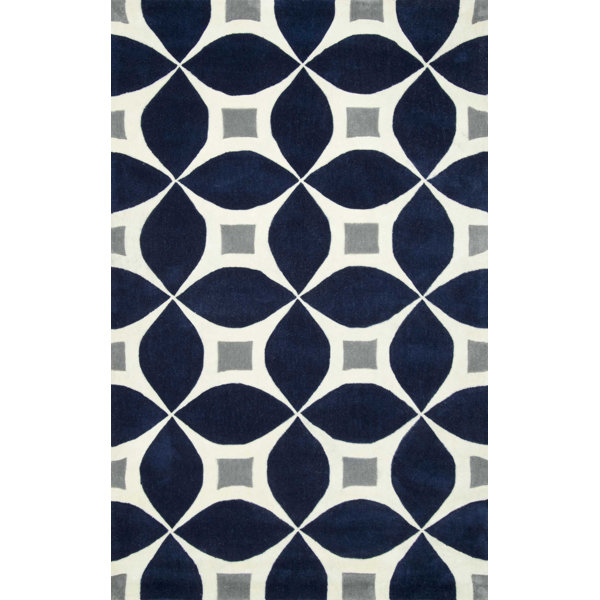 Jamar Handmade Navy Blue/Gray Area Rug by Langley Street