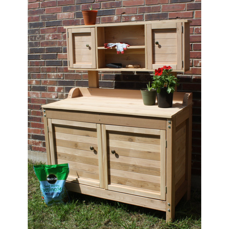 Threeman Products Premier Cedar Potting Bench Wayfair
