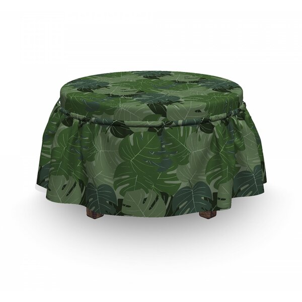 Forest Camo Palm Leaves 2 Piece Box Cushion Ottoman Slipcover Set By East Urban Home