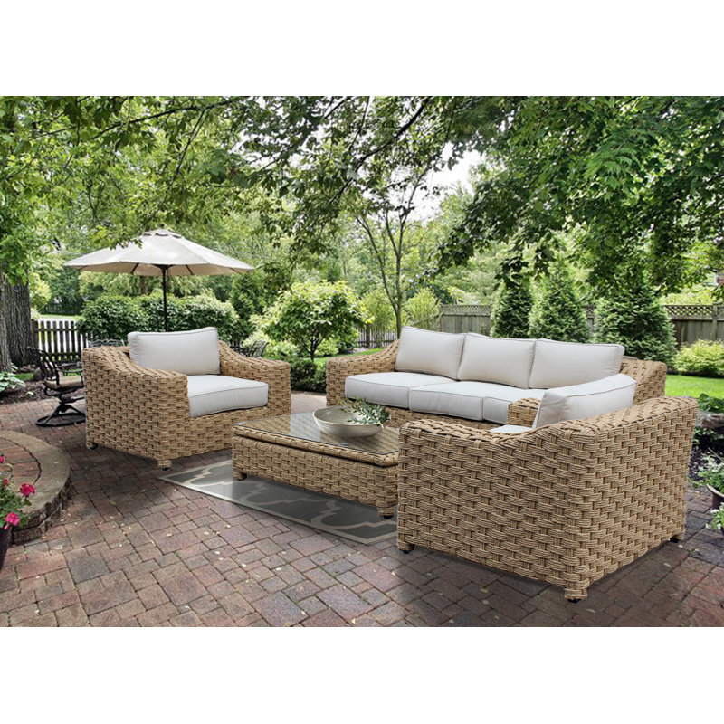 Brayden Studio Dutil 4 Piece Rattan Sofa Set With Cushions Wayfair Brayden Studio Dutil 4 Piece Rattan Sofa Set With Cushions