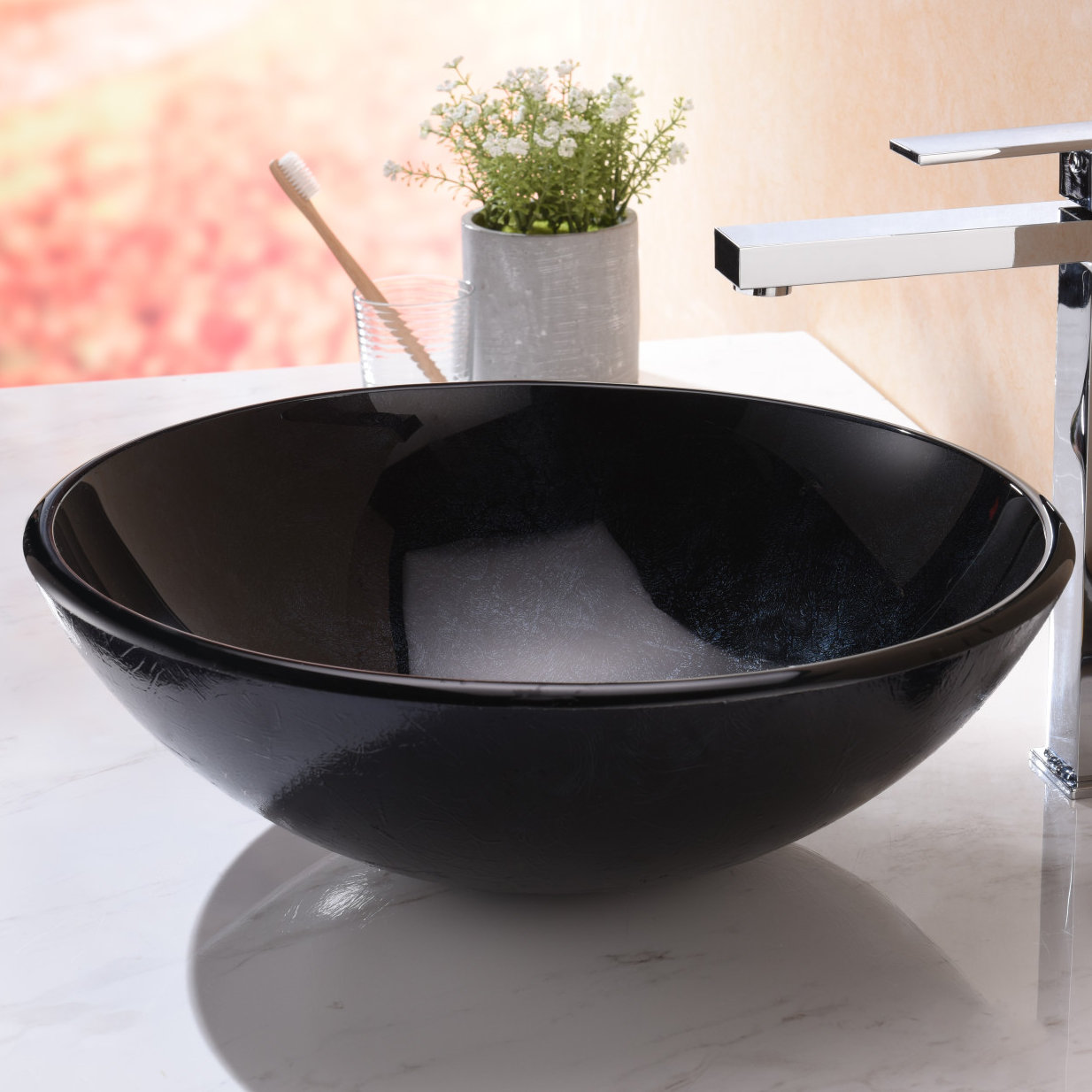 Anzzi Chrona Black Glass Circular Vessel Bathroom Sink Wayfair