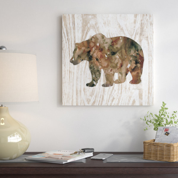 East Urban Home Pine Forest Bear Painting Print On Wrapped Canvas
