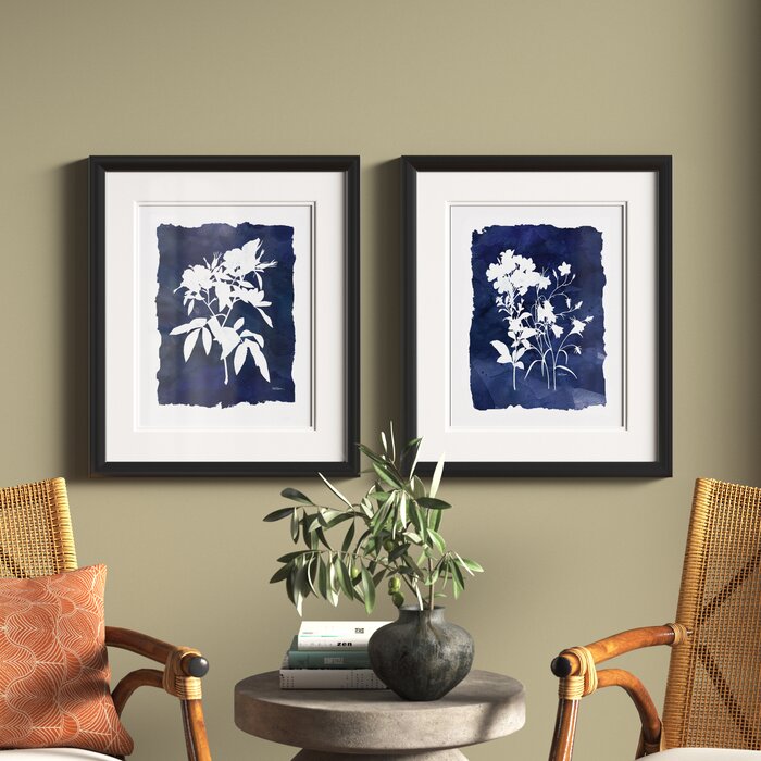 Indigo Botanical - 2 Piece Picture Frame Set Print Set on Paper & Reviews
