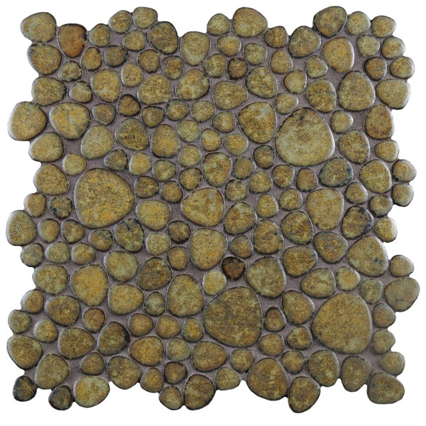 Boulder Random Sized Porcelain Mosaic Tile in Brownstone by EliteTile