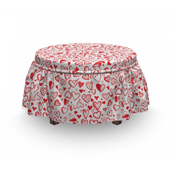 Valentines Sketch 2 Piece Box Cushion Ottoman Slipcover Set By East Urban Home