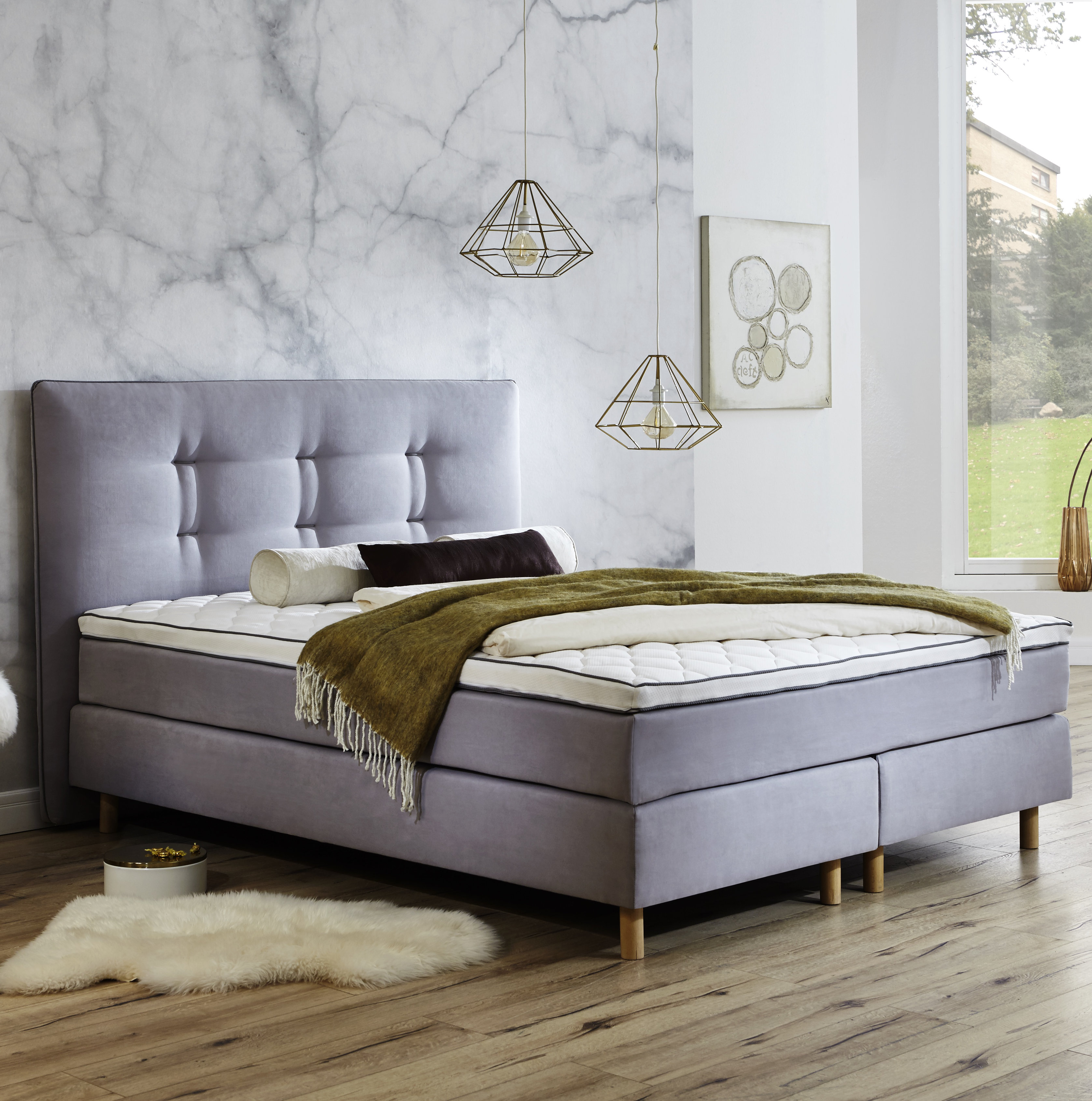 Boxspringbett 160x200 Niedriges Kopfteil