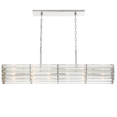 Libby Langdon For Crystorama Elliot 6 Light Polished Nickel Linear Chandelier Crystorama
