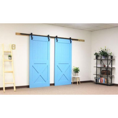 NonBypass Sliding Standard Double Barn Door Hardware Kit Homacer Track Length 72 in