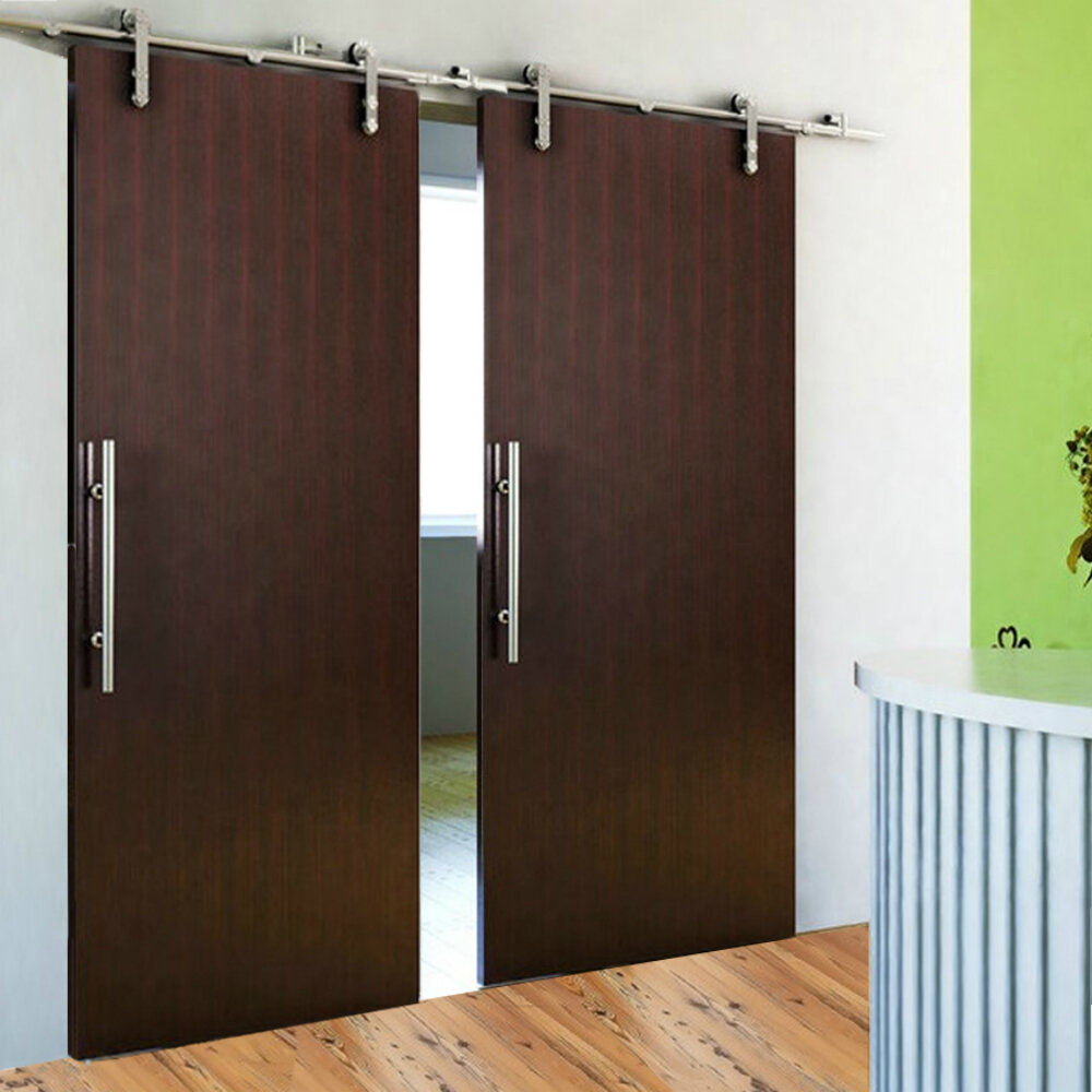 European Modern Sliding Wood Standard Double Barn Door Hardware Kit