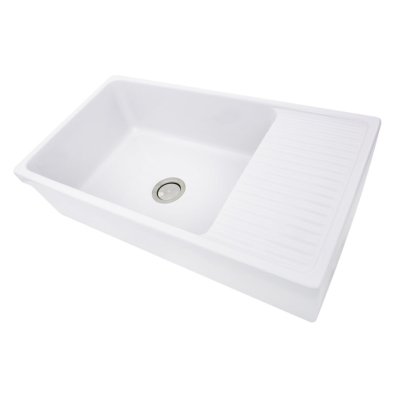 Cape 36 L X 20 W Farmhouse Kitchen Sink With Built In Drainboard