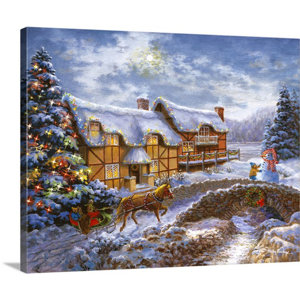 'Christmas Art Country Cottages by Nicky Boehme Painting Print