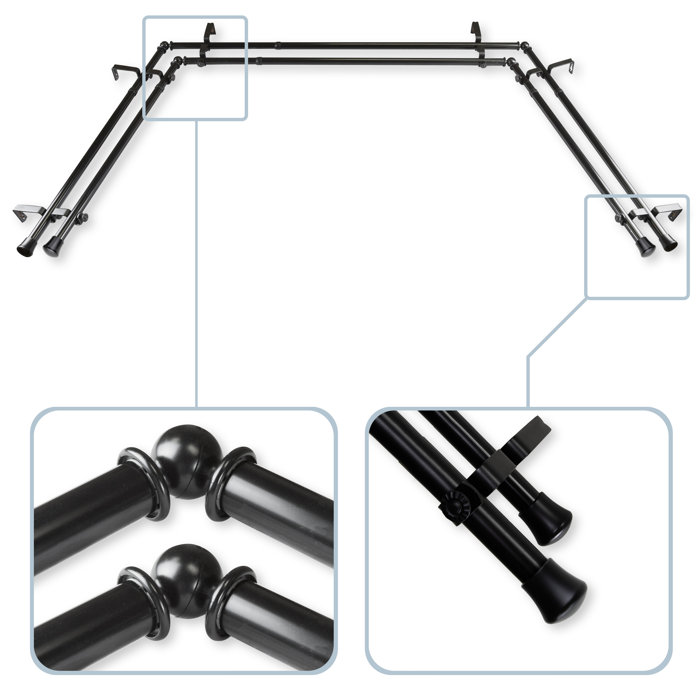 Symple Stuff Curtain Bay Window Double Rod And Hardware Set