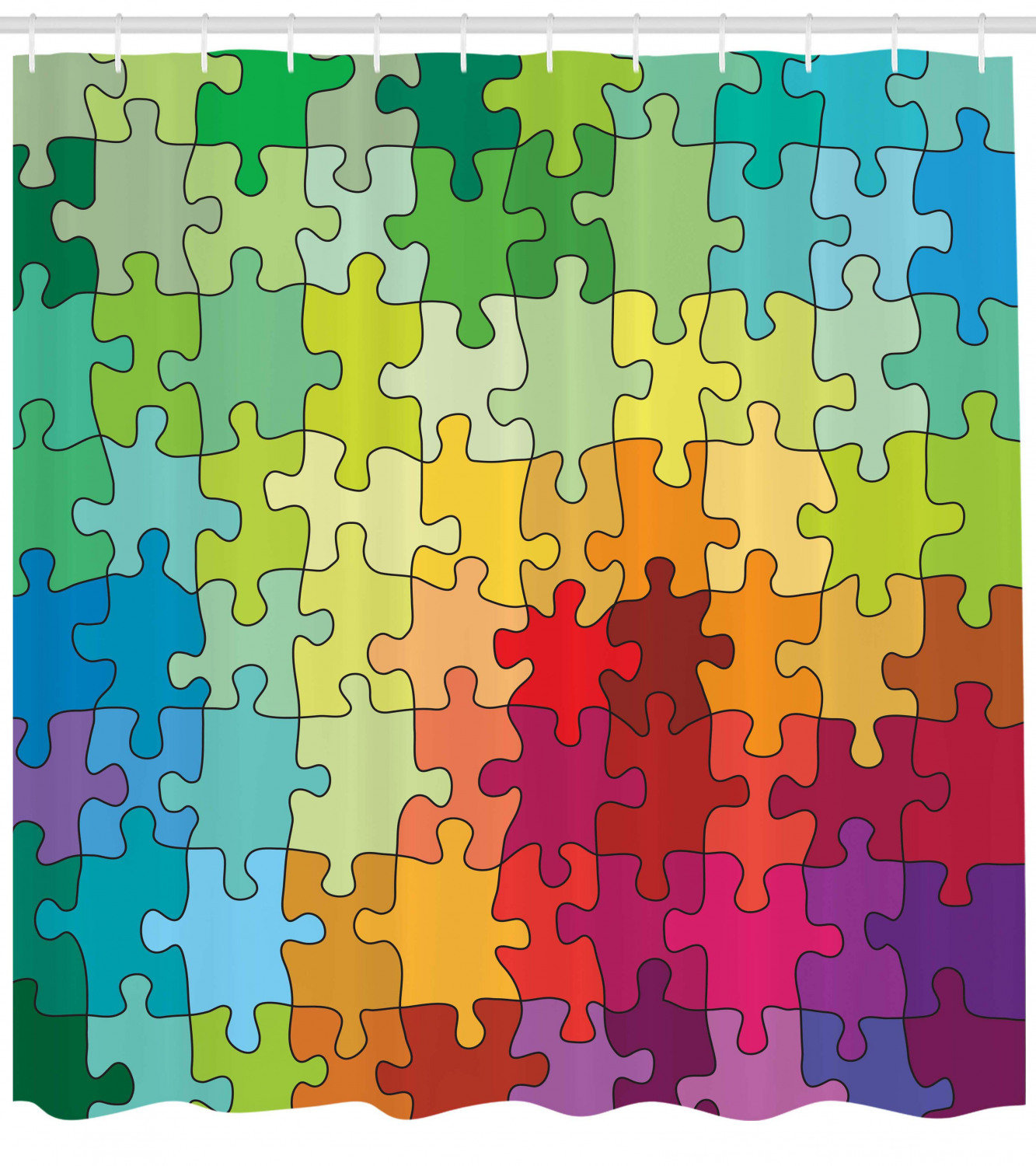 Ebern Designs Angelica Abstract Colorful Puzzle Pieces Fractal Children Hobby Activity Leisure Toys Cartoon Image Single Shower Curtain Wayfair