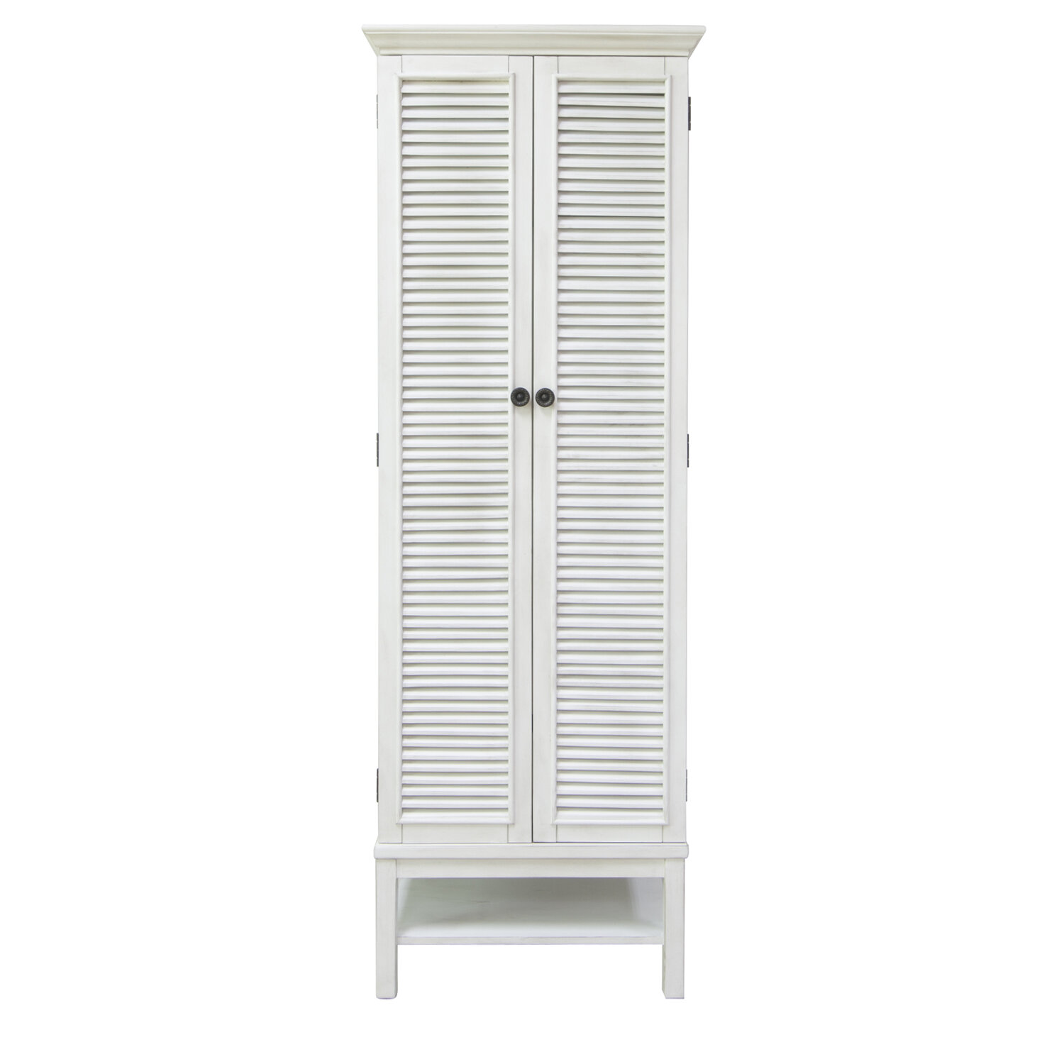 Rosecliff Heights Sol Louvred 2 Door Tall White Storage Cabinet