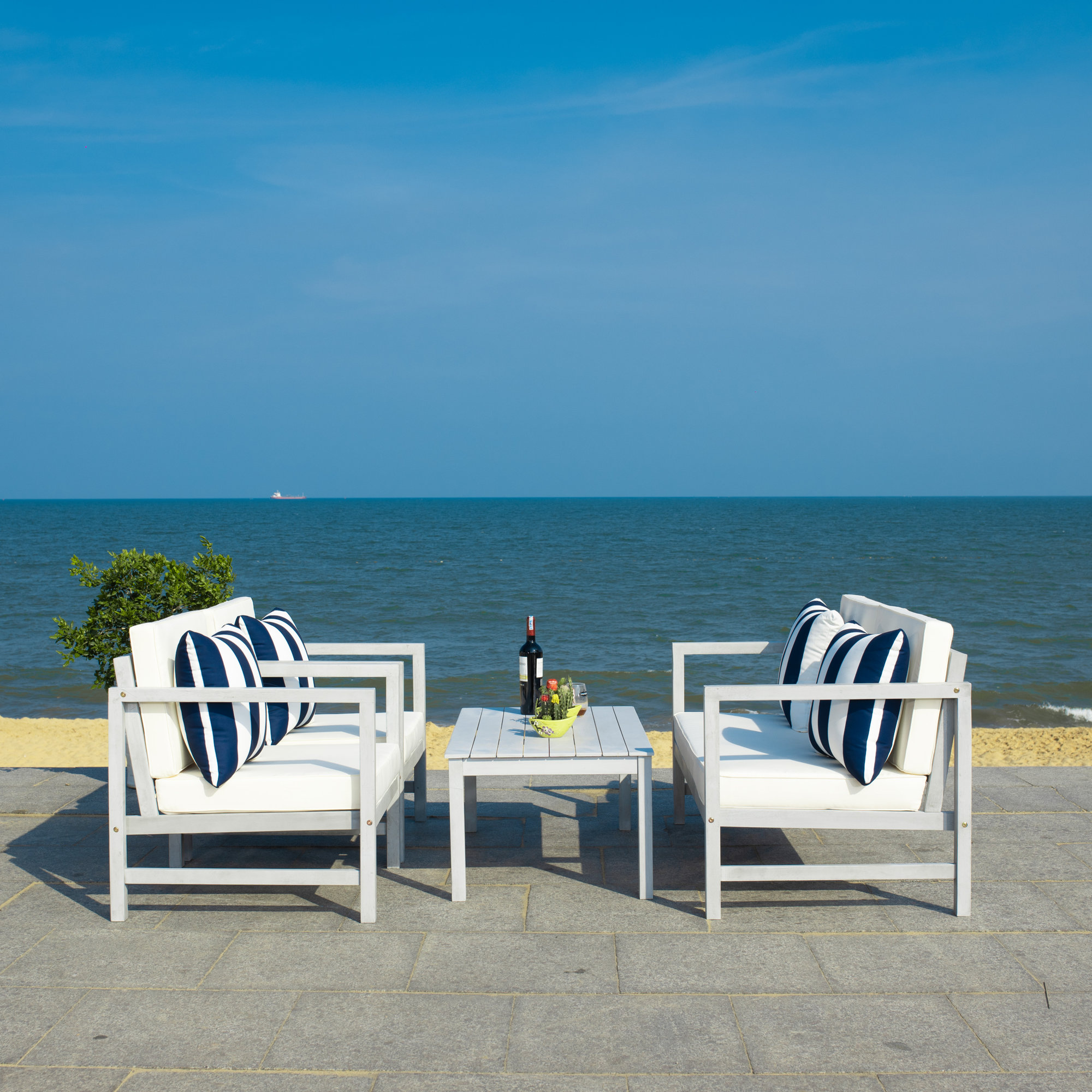 Friese Eucalyptus Solid Wood 4 Person Seating Group