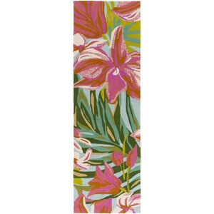 Shelly Bay Hand Woven Pink/Green Indoor/Outdoor Area Rug