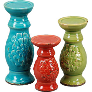 3 Piece Ceramic Candlestick Set