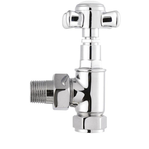 Duratherm Classic Chrome Cross Head Angled Radiator Valves - 15mm