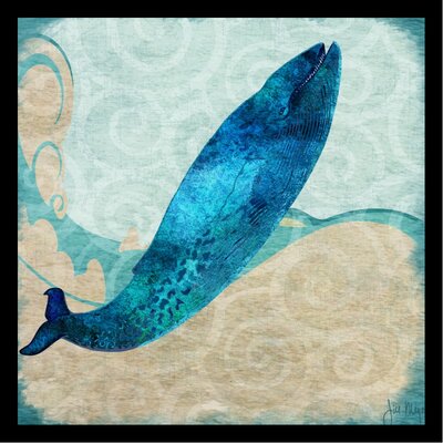 'Blue Whale Poster' by Jill Meyer Framed Graphic Art Buy Art For Less Size: 24