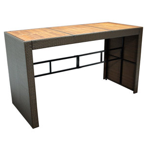 Outdoor Rattan Bar Set Wayfair Co Uk Creighton Wooden And Rattan Bar Table