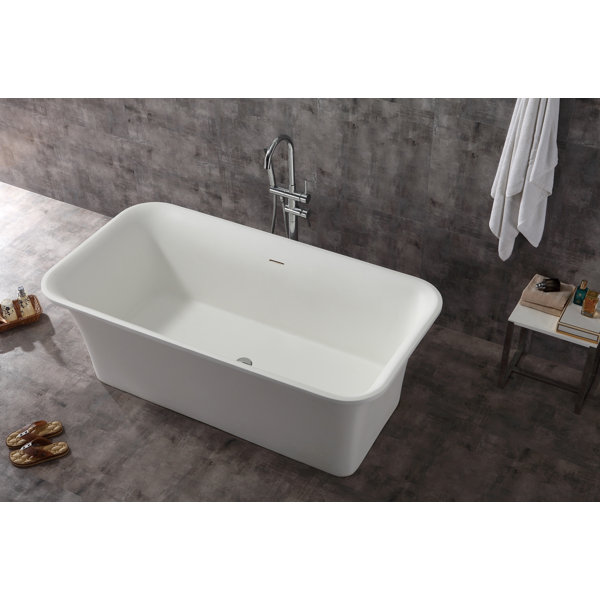 Rectangular Solid Surface Smooth Resin 67 x 35.6 Freestanding Soaking Bathtub by Alfi Brand