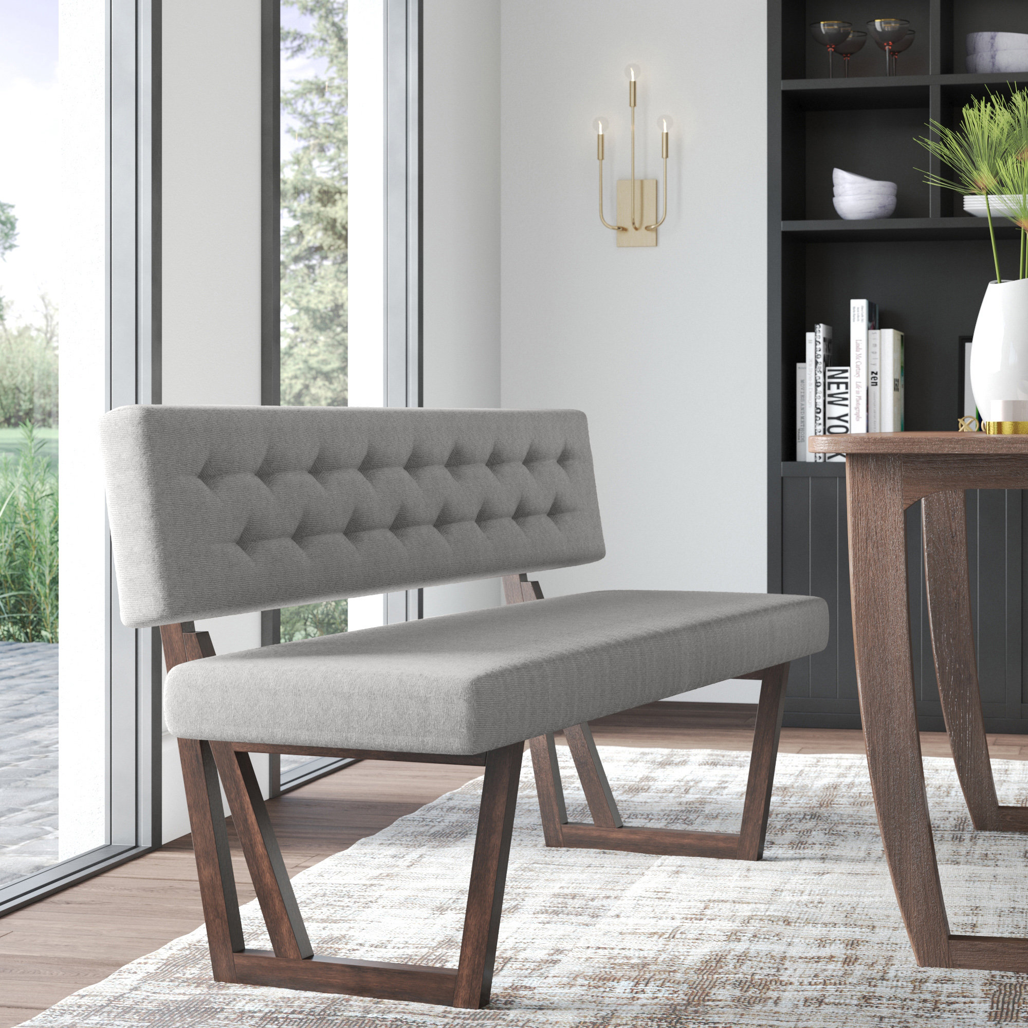 dining room with bench