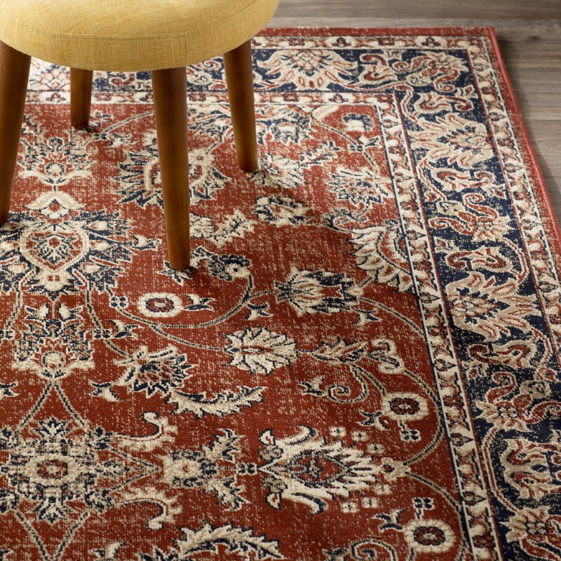 Three Posts Bloomfield Rust/Navy Area Rug & Reviews Wayfair