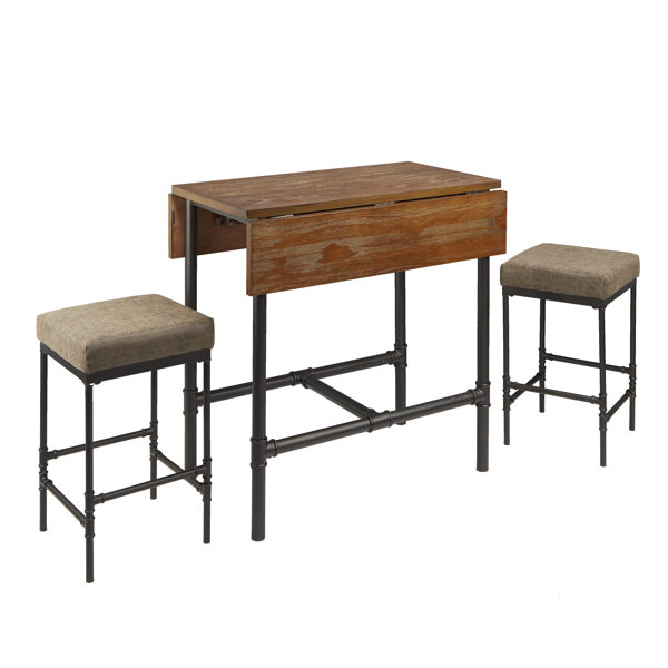 #1 Serenity Pipe Fitting 3 Piece Drop Leaf Breakfast Nook Dining Set By Lark Manor Wonderful