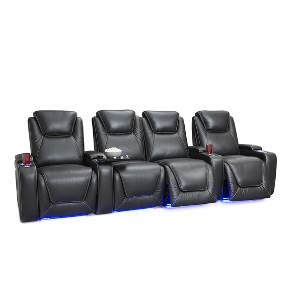 Leather Home Theater Row Seating (Row Of 4 With Middle Loveseat) By Latitude Run