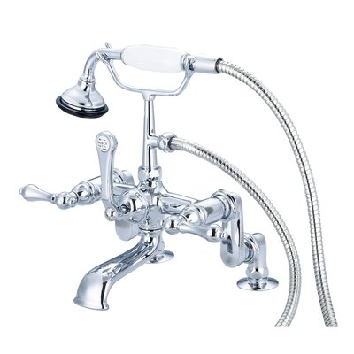 Stonington Triple Handle Deck Mounted Clawfoot tub faucet with Handheld Shower dCOR design Finish: Chrome, Handle Type: Lever Handles