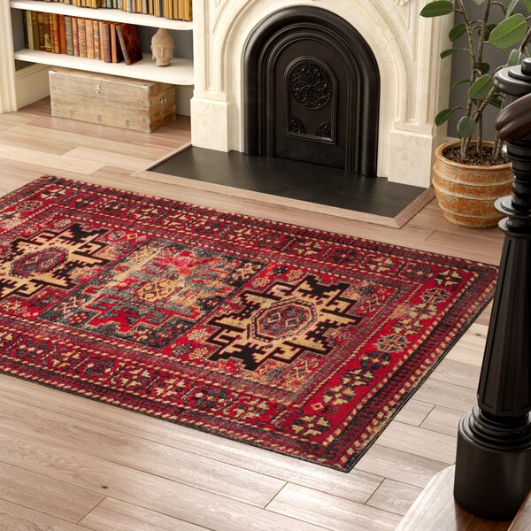 Parthenia Red Area Rug by Bloomsbury Market