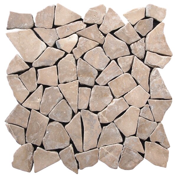 Fit Random Sized Natural Stone Pebble Tile in Tan by Pebble Tile