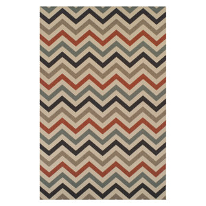 Wampler Chevron Indoor/Outdoor Beige Area Rug