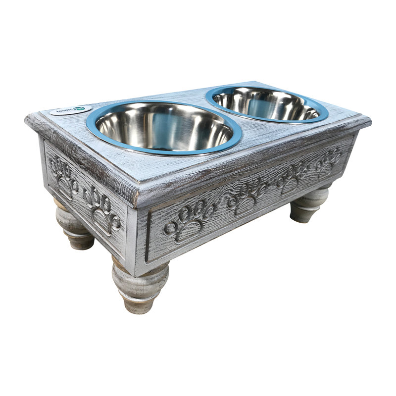 Iconic Pet Sassy Paws Raised Wooden Pet Double Diner Elevated