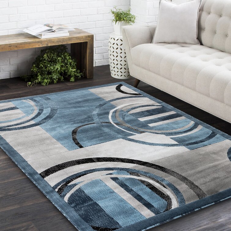 Orren Ellis Delana Abstract Blue/Gray/Ivory Area Rug & Reviews | Wayfair