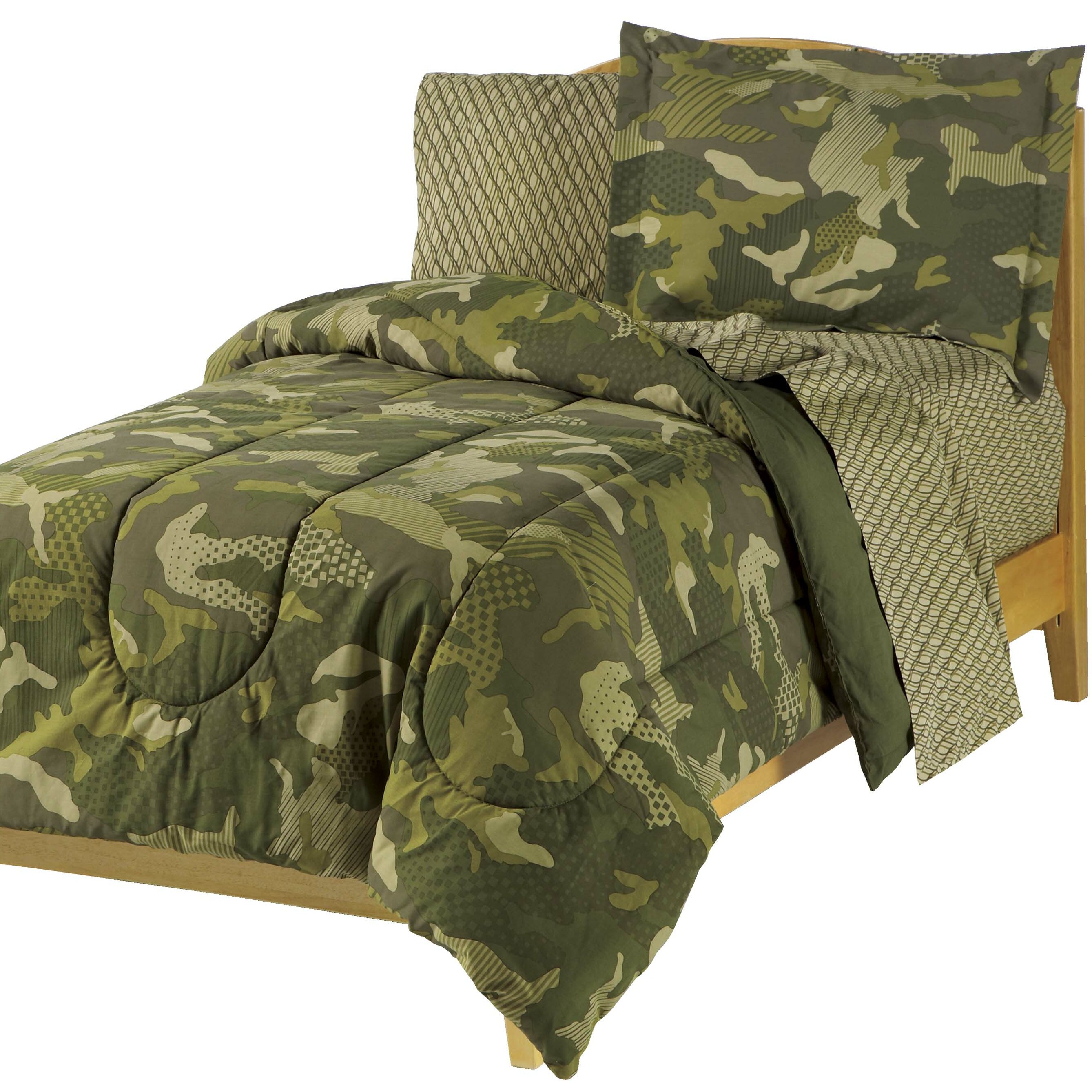 Modern Camo Camouflage Army Blue Grey Brown Boy Soft Quilt Comforter Set Pillow Quilts Bedspreads Coverlets Home Garden