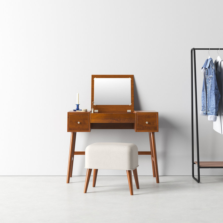 Makayla Vanity Set with Stool and Mirror