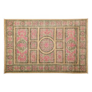 One-of-a-Kind Suzani Hand-Knotted Pink Area Rug