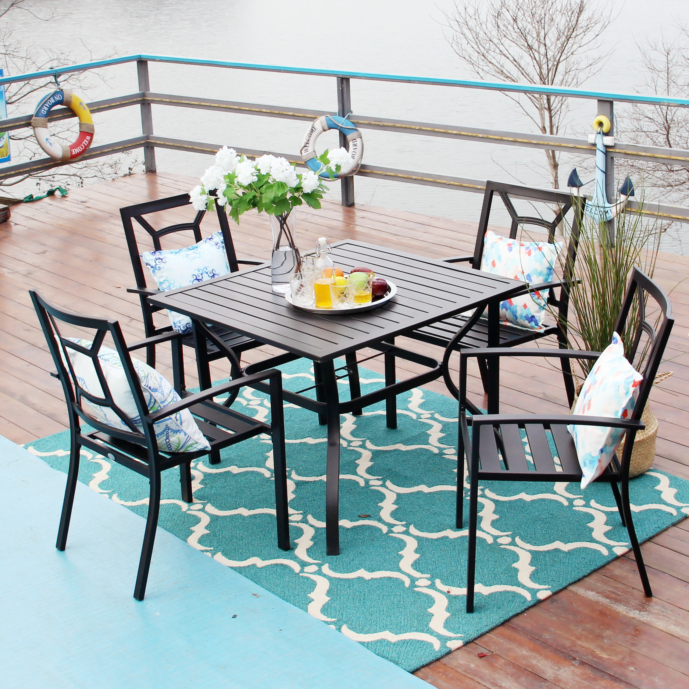 Freeport Park Everett Square 4 Person 37 Long Dining Set Reviews Wayfair