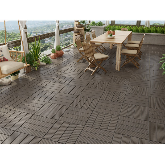 Naturesort Bamboo 12 X12 Composite Interlocking Deck Tile In Dark Wood Naturesort Bamboo 12 X12 Composite Interlocking Deck Tile In Dark Wood