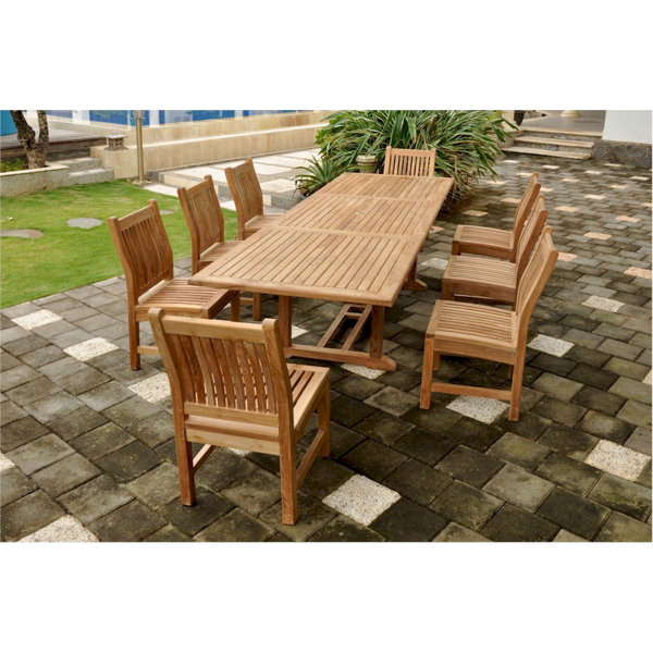 Farnam 9 Piece Teak Dining Set by Rosecliff Heights