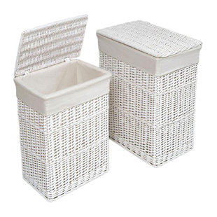 White Wicker Rattan Hampers Baskets You Ll Love Wayfair Quickview