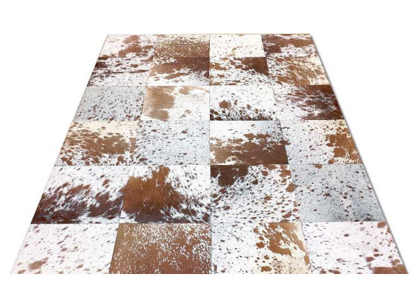 One-of-a-Kind Bellbrook Patchwork Hand-Woven Cowhide Brown/White Area Rug by Foundry Select