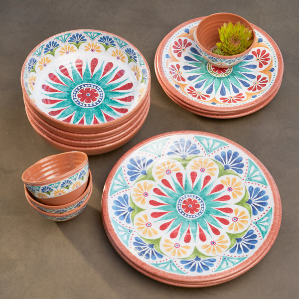 Best Choices Adah 16 Piece Melamine Dinnerware Set, Service For 4 By Bungalow Rose 2019 Sale