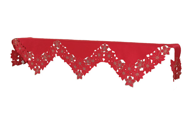 Festive Poinsettia Holiday Polyviscose Mantel Scarf by The Holiday Aisle