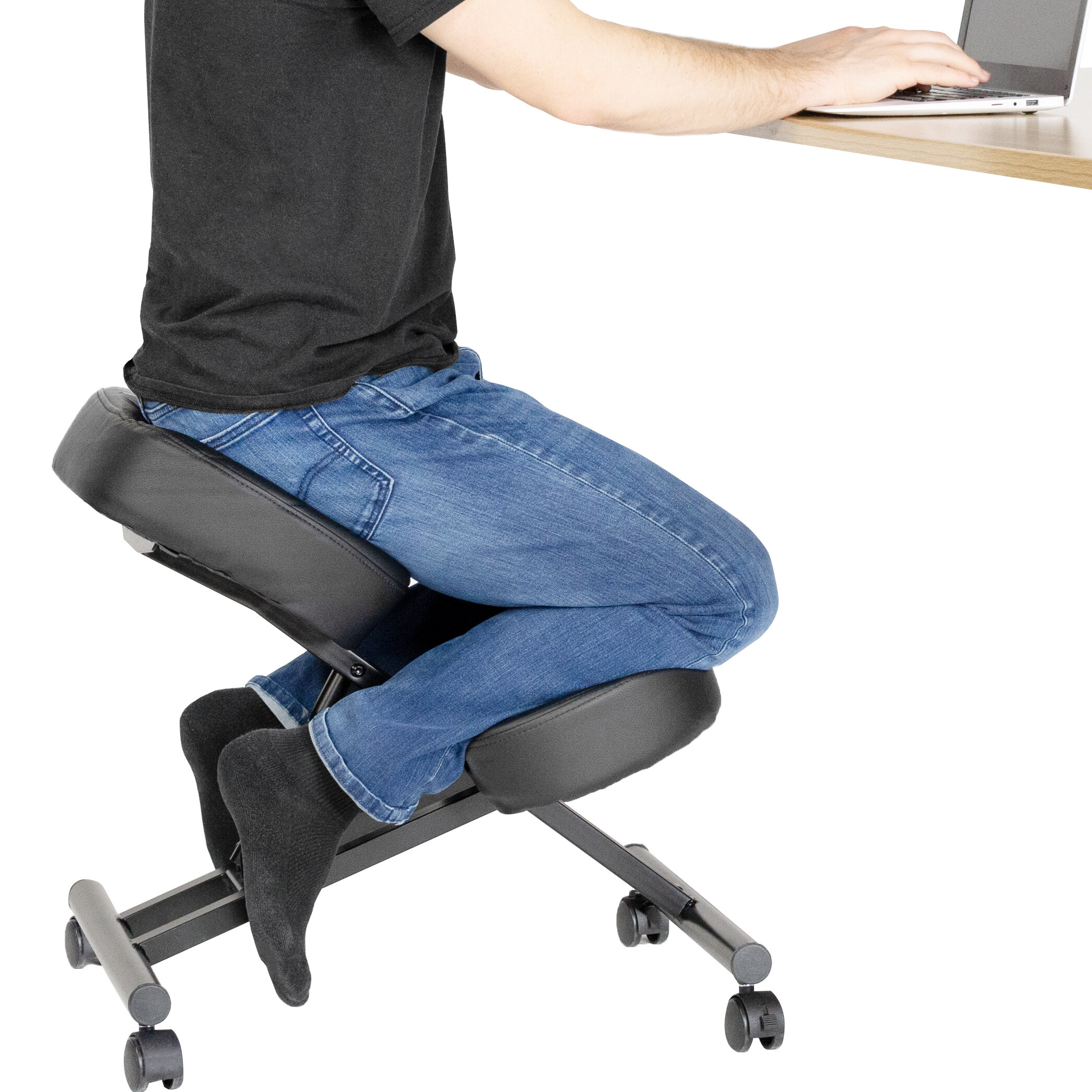 Adjustable Stool for Home and Office VIVO Black Ergonomic Kneeling Chair 